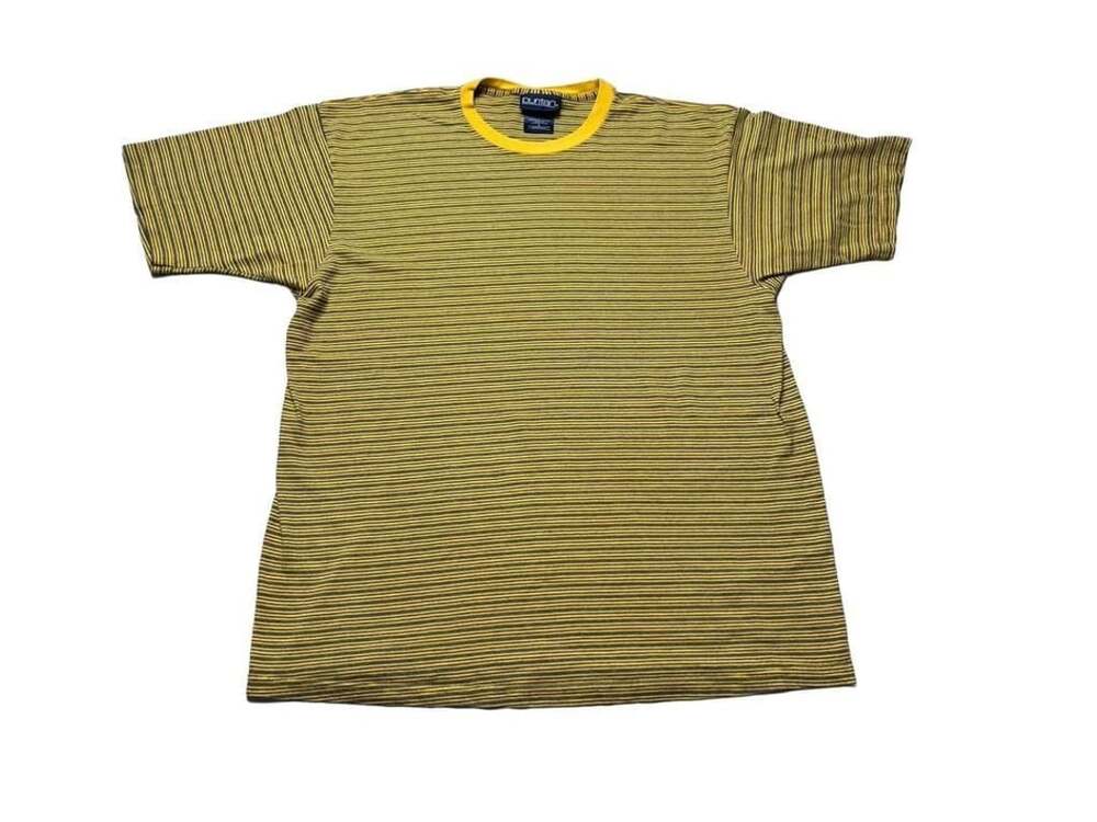 Puritan Striped T-Shirt Size L Yellow Green Vintage